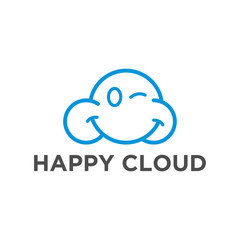 Cloud logo line style simple minimalist design.