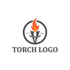 Torch logo fire element badge classic style champion game competition event burn light hot