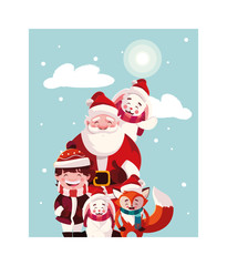 Obraz na płótnie Canvas card of christmas with icons of xmas