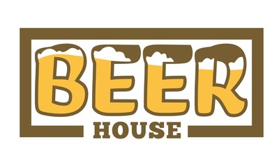 Beer house isolated icon with lettering craft alcohol drink