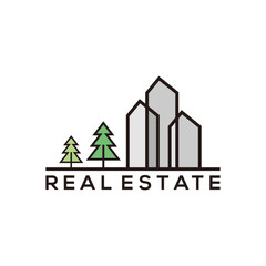 Real estate building logo - house building contractor identity window roof home improvement