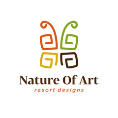 African art decoration logo icon simple minimalist butterfly traditional symbol. 