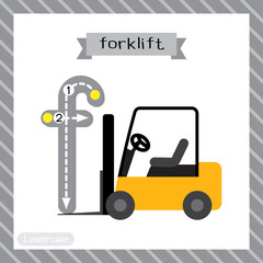 Letter F lowercase tracing. Forklift