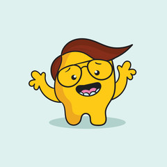 cute character cartoon logo and abstract logo - Vector illustration of a funny monster