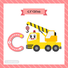 Naklejka premium Letter C lowercase tracing. Crane