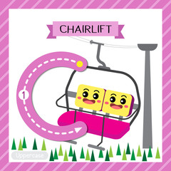 Letter C uppercase tracing. Chairlift