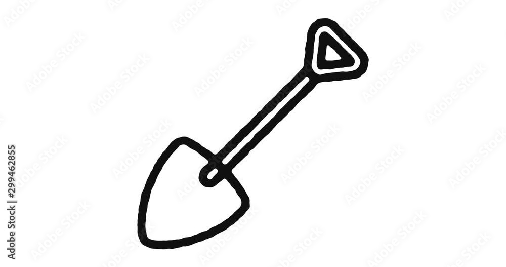 Poster garden work outline icon animation footage/video. hand drawn like symbol animated with motion graphi