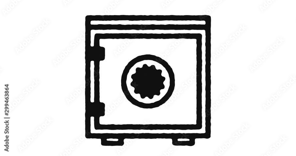 Poster security outline icon animation footage/video. hand drawn like symbol animated with motion graphic, 