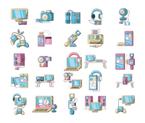 Variety icon set pack vector design