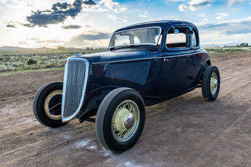 Vintage cars at a racing event in Monte Vista Colorado