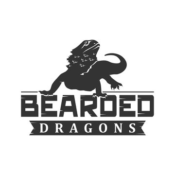 Bearded dragon lizard silhouette logo icon simple minimalist design, nature fauna reptile.