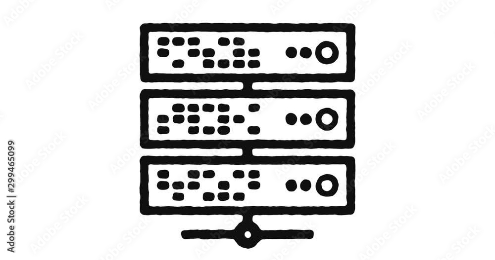 Poster data center outline icon animation footage/video. hand drawn like symbol animated with motion graphi