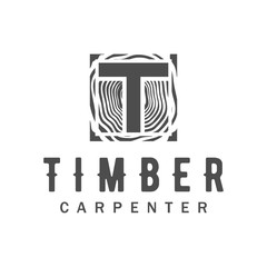 Carpenter industry logo design - wood log fiber woodwork