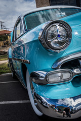 Closeup of a vintage car at a show in Denver Colorado