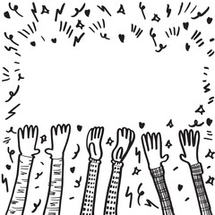 doodle sketch style applause on white background.hand drawn of applause. design element hand drawn.