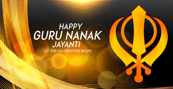 Illustration of Happy Gurpurab, Guru Nanak Jayanti , Prakash Utsav festival of Sikh celebration background