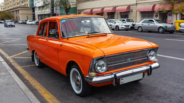 Retro car on the street of Baku city
