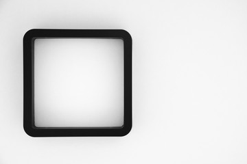 black frame on white color background, copy space, contrast and opposite concept