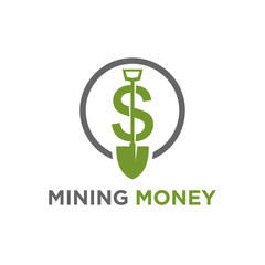 Mining money dollar currency financial consulting business logo, modern simple design, green logo money icon