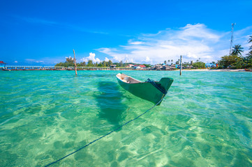 beautiful beach and old boats, Bintan Island, Indonesia