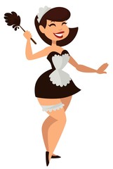 Woman in maid costume Halloween party or masquerade isolated character