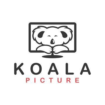 Koala picture in led monitor display modern cute animal logo