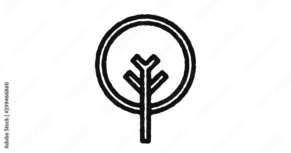 Poster green ecosystem outline icon animation footage/video. hand drawn like symbol animated with motion gr