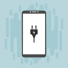 Power plug, power supply, charge smartphone vector icon Flat illustration