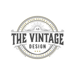 Label logo vintage style minimalist design for product food and drink, cafe restaurant modern classic, brand identity design.