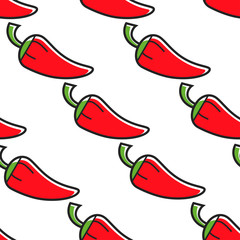 Chili pepper Mexican food seamless pattern hot vegetable