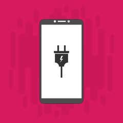 design warning charging smartphone. flat illustration of Power plug vector icon for web