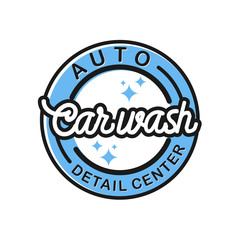 Carwash logo autombile detailing care. simple minimalist badge circle design.