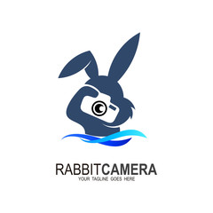 Fototapeta premium Bunny camera logo designs / camera & bunny, Animal bring lens of camera logo vector. Photographer icon