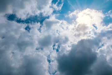 Clouds with blue sky and sunlight