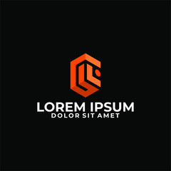 Initial letter G L logo template with modern cube or 3d hexagonal building flat design illustration