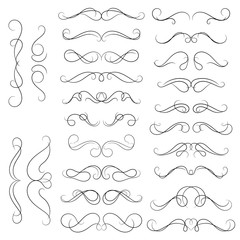 Obraz premium set of borders and swirl dividers decorative elements isolated on white for design