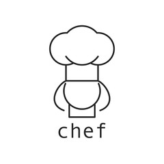 Female chef icon. Outline thin line flat illustration. Isolated on white background. 