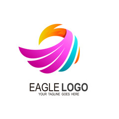 Eagle logo with colorful design vector, phoenix logo