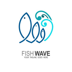 Fish symbol. Fresh seafood logo template design. Vector illustration, Tuna. Salmon. Seafood restaurant.