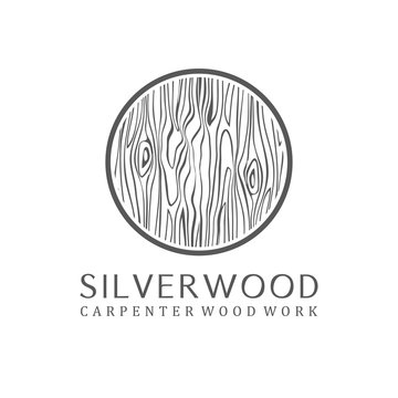 Carpenter industry logo design - wood log fiber woodwork