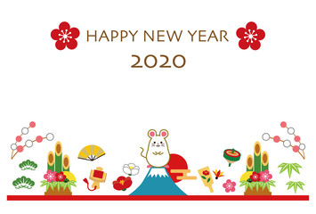 2020年　子年　年賀状　テンプレート