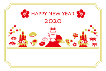 2020年　子年　年賀状　テンプレート