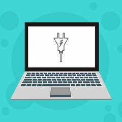 charge, power plug, adaptor, low battery laptop concept Flat illustration vector icon for web