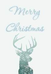 Christmas card with a Christmas deer, minimalism, white