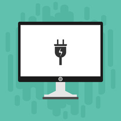 charge flat illustration, Power plug computer vector icon design