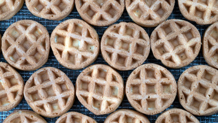 waffles close-up on a flatlay table