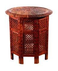 Antique wooden furniture isolated on white background.