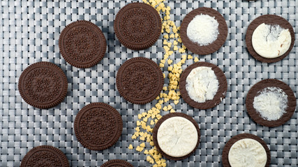 tea cookies whole and broken flatlay