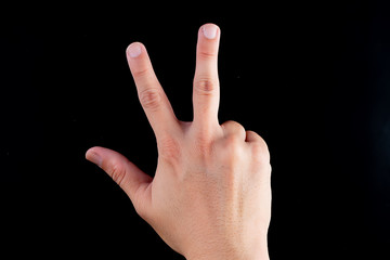 Hand symbols on black background, for drawing or used to communicate 