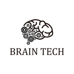 Brain tech modern technology logo design gear lamp circuit logo